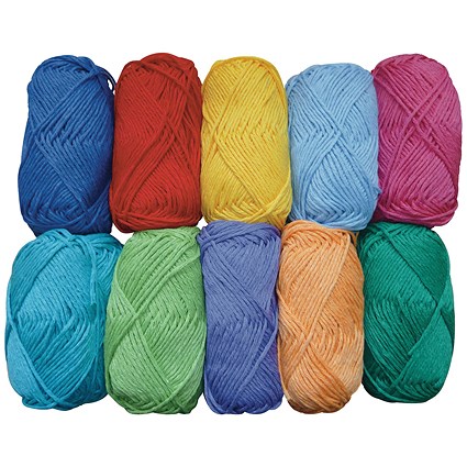 Coloured Craft Cotton Assorted 50g (Pack of 10)