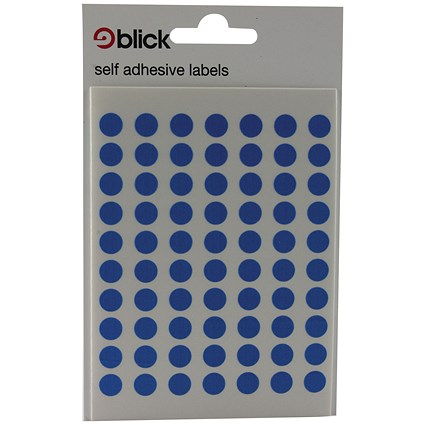 Blick Coloured Labels in Bags Round 8mm Dia 490 Per Bag Blue (Pack of 9800) RS002055