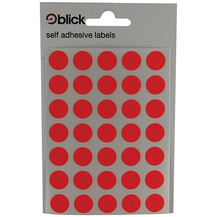 Blick Coloured Labels in Bags Round 13mm Dia 140 Per Bag Red (Pack of 2800) RS004554
