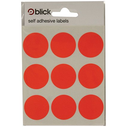 Blick Coloured Labels in Bags Round 29mm Dia 36 Per Bag Red (720 Pack) RS005155