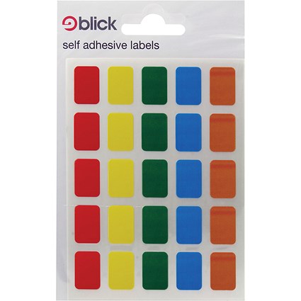 Blick Coloured Labels in Bags 12x18mm 120 Per Bag Assorted (Pack of 2400) RS006251