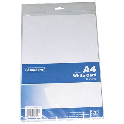 Stephens A4 Coloured Card, White, 210gsm, Pack of 80 Sheets Stephens A4 Coloured Card, White, 210gsm, Pack of 80 Sheets