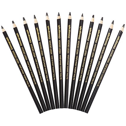 West Design Black Chinagraph Marking Pencil (12 Pack)