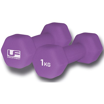 Urban Fitness Neoprene Dumbbell 1kg Purple (Pack of 2)