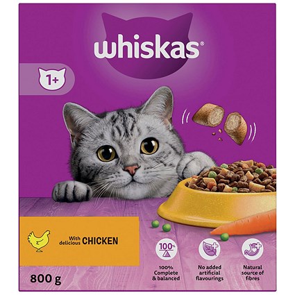 Whiskas 1+ Cat Complete Dry with Chicken, 800g, Pack of 5