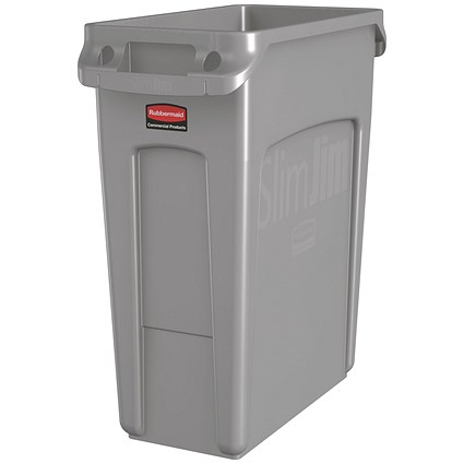 Rubbermaid Slim Jim Recycling Container Bin, 60 Litre, Grey