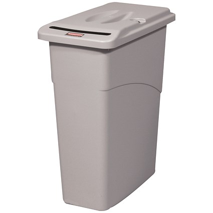 Rubbermaid Slim Jim Confidential Waste Container, 87 Litre, Grey