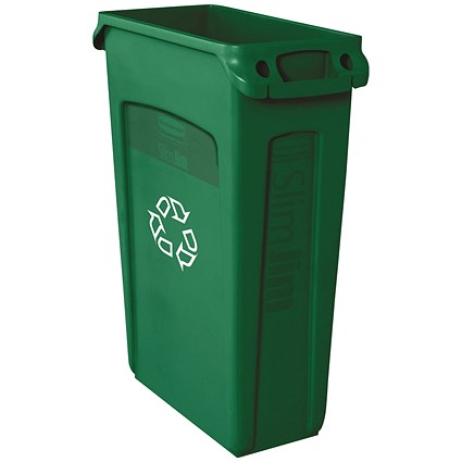Rubbermaid Slim Jim Vented Container, 87 Litre, Green Rubbermaid Slim Jim Vented Container, 87 Litre, Green
