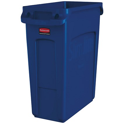Rubbermaid Slim Jim Vented Container, 60 Litre Blue