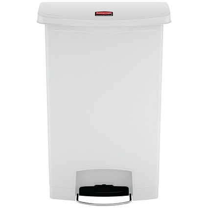 Rubbermaid Slim Jim Pedal Bin Step On Resin 90 Litres White