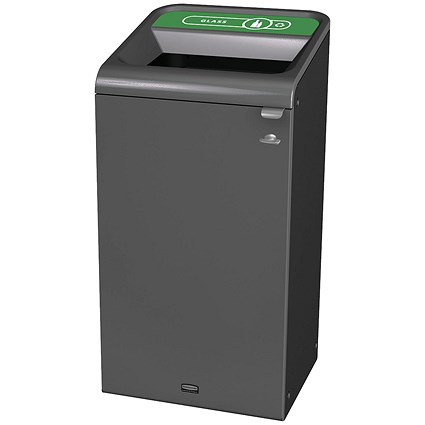 Rubbermaid Configure Container with Glass Recycling Label, 87 Litres, Grey/Green