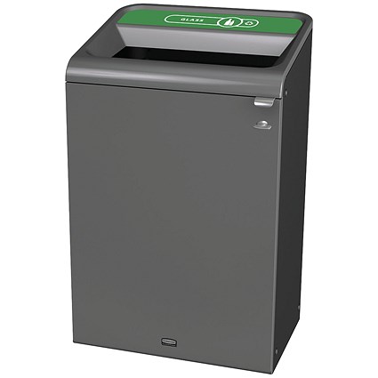 Rubbermaid Configure Container with Glass Recycling Label, 125 Litres, Grey/Green