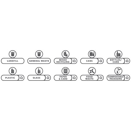 Rubbermaid Slim Jim Recycling Station Billboard Label Kit, Pack of 10