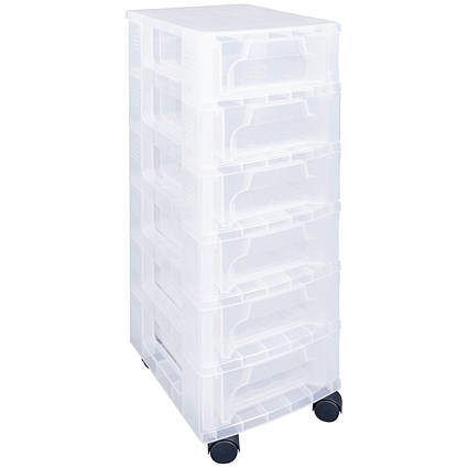 Really Useful Slimline 6 Drawer Storage Tower 3.5L Clear