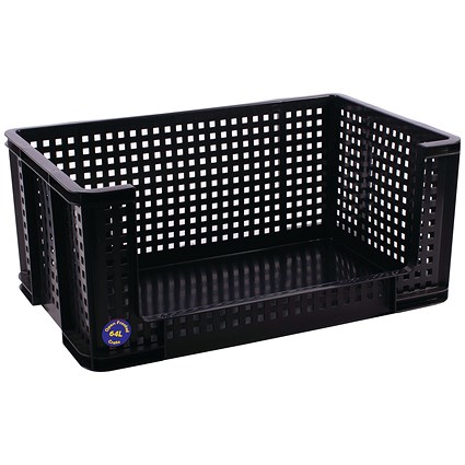Really Useful Open Fronted Crate 64 Litre Black 64OFC-BK