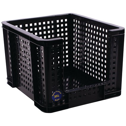Really Useful Open Fronted Crate 35 Litre Black 35OFC-BK