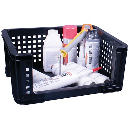 Really Useful Open Fronted Crate 18 Litre Black 18OFC-BK