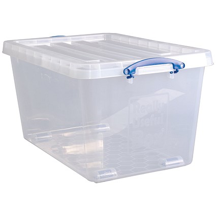Really Useful Wheeled Box 83.5 Litre Clear Pack of 3