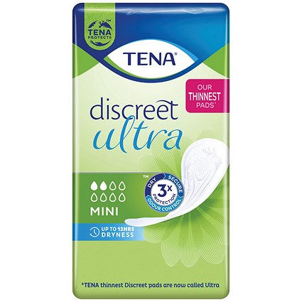 Tena Discreet Ultra Mini Incontinence Pads, Pack of 20