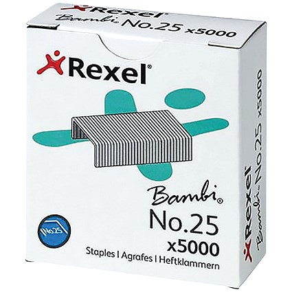 Rexel No. 25(4mm) Staples, Pack of 5000