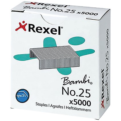 Rexel No. 25(4mm) Staples, Pack of 5000