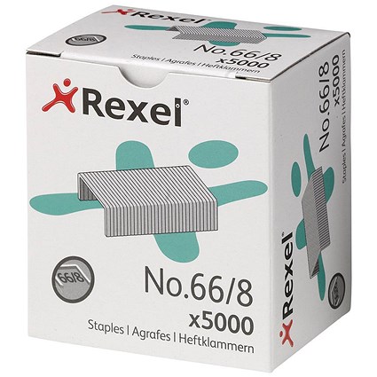 Rexel No. 66(66/8mm) Staples, Pack of 5000