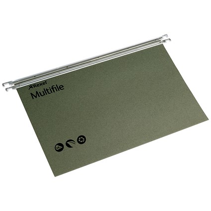 Rexel Multifile Suspension File 15mm A4 Green (50 Pack)