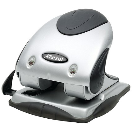 Rexel P240 2 Hole Punch, Capacity 40 Sheets, Silver and Black Rexel P240 2 Hole Punch, Capacity 40 Sheets, Silver and Black