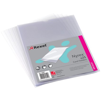 Rexel Card Holder, Nyrex, Open on Short Edge, A4, Pack of 25 Rexel Card Holder, Nyrex, Open on Short Edge, A4, Pack of 25