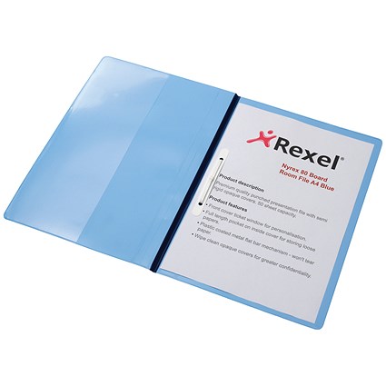 Rexel A4 Nyrex Boardroom Flat Files, Inside Front Full Pocket, Blue, Pack of 5