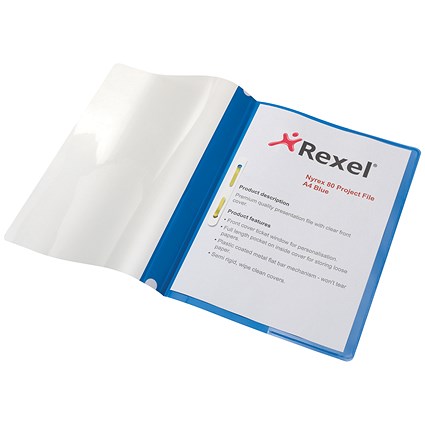 Rexel A4 Nyrex Project Flat Files, Blue, Pack of 5