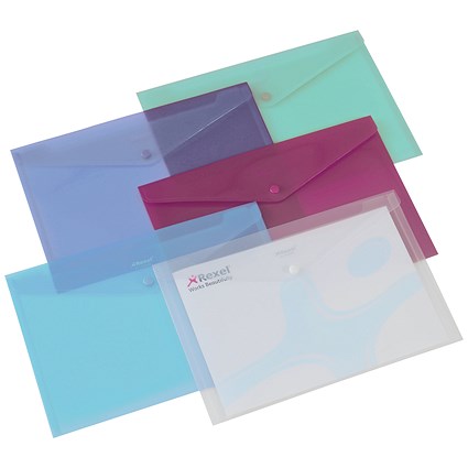 Rexel A4 Popper Wallet Folders, Assorted, Pack of 6