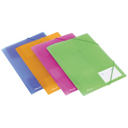 Rexel Ice Elasticated 4 Fold File Polypropylene A4 Assorted (Pack of 4)
