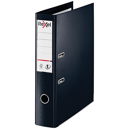 Rexel Foolscap Lever Arch File, 75mm Spine, Plastic, Black Rexel Foolscap Lever Arch File, 75mm Spine, Plastic, Black