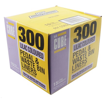 Robinson Young Le Cube Heavy Duty Pedal Bin Liners, 15 Litre, Lilac, Pack of 300