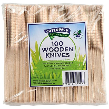 Caterpack Enviro Wooden Knives, Pack of 100