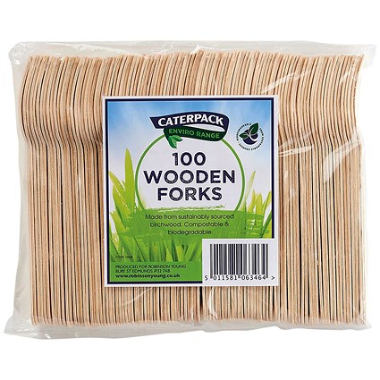 Caterpack Enviro Wooden Forks, Pack of 100