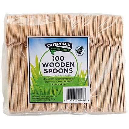 Caterpack Enviro Wooden Spoons, Pack of 100
