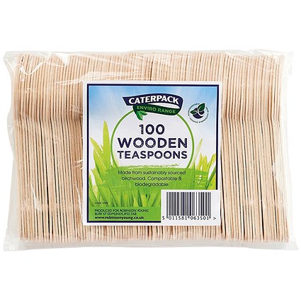 Caterpack Enviro Wooden Teaspoons, Pack of 100