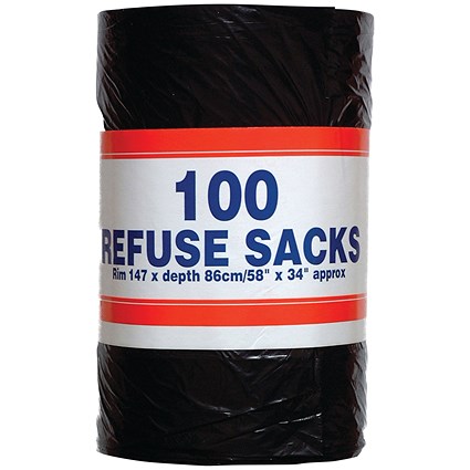 Big Value Refuse Sacks 92 Litre 100 Bags per Roll (Pack of 6)