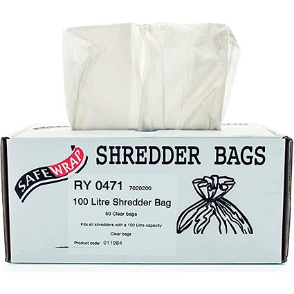 Safewrap Shredder Bags, Capacity 100 Litre, Pack of 50 Safewrap Shredder Bags, Capacity 100 Litre, Pack of 50