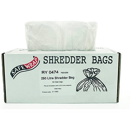 Safewrap Shredder Bags, Capacity 250 Litre, Pack of 50