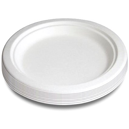 Caterpack Super Rigid Biodegradable Plate, 177mm, White, Pack of 50