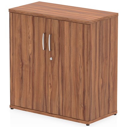 Impulse Low Cupboard, 1 Shelf, 800mm High, Walnut