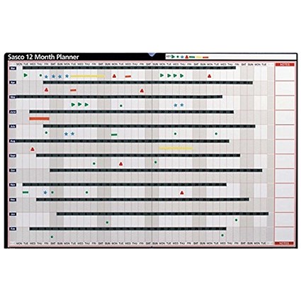 sasco 12 month planner undated unmounted 915x610mm