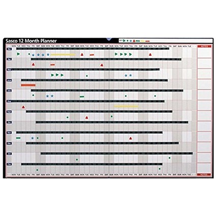 Sasco 12 Month Planner - Undated / Unmounted / 915x610mm