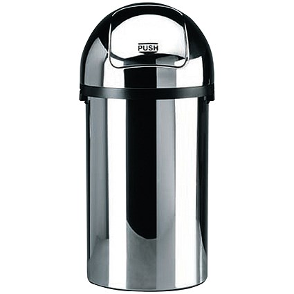 Push Bin 50 Litre Chrome (H825 x D405mm, High grade chromium steel)