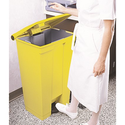 Step On Waste Container 30.5 Litre Yellow (Heavy duty pedal operation for hands free use)