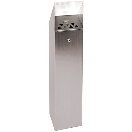 Hooded Top Cigarette Ash Tower Bin, 6.6 Litre, Silver Hooded Top Cigarette Ash Tower Bin, 6.6 Litre, Silver