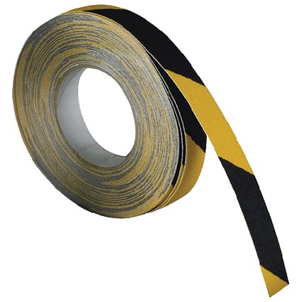 Self-Adhesive Anti-Slip Tape, Black/Yellow, 50mm x 18m, Single Roll